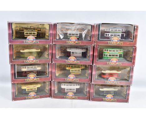 TWELVE BOXED CORGI MODEL TRAMLINES, to include a Wolverhampton Tram D990/4, a Croydon Tram D991/6, a Double Decker Closed Bir