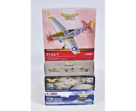 FOUR BOXED LIMITED EDITION 1/72 SCALE CORGI AVIATION ARCHIVE DIECAST MODEL AIRCRAFTS, the first is a Curtiss Hawk, numbered A