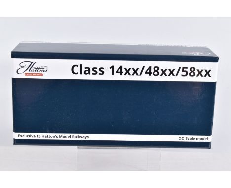 A BOXED OO GAUGE DJ MODELS MODEL RAILWAY LOCOMOTIVE, Class 14xx 0-4-2T in BR Unlined Black with Early Emblem - Heavily Weathe