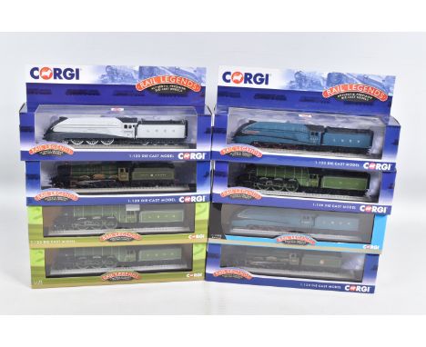 EIGHT BOXED DIECAST 1/120 SCALE CORGI RAIL LEGENDS MODELS, to include one Mallard model numbered ST97501, two Flying Scotsman