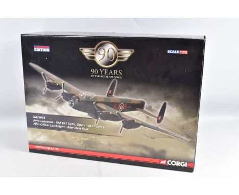 A BOXED LIMITED EDITION 1/72 SCALE DIECAST CORGI AVIATION ARCHIVE 90 YEARS OF THE ROYAL AIR FORCE  MODEL AIRCRAFT, Avro Lanca