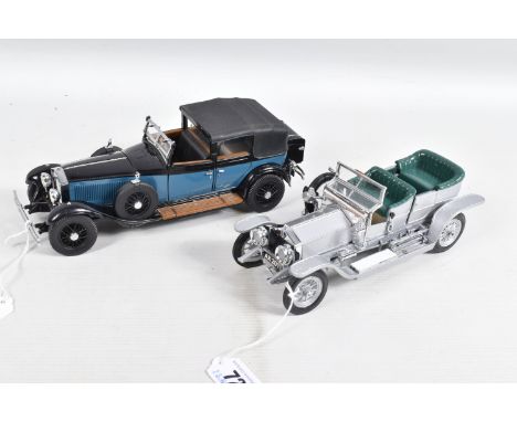 TWO UNBOXED FRANKLIN MINT ROLLS-ROYCE CAR MODELS, both 1/24 scale, 1907 Silver Ghost,  and 1929 Phantom I, both appear comple