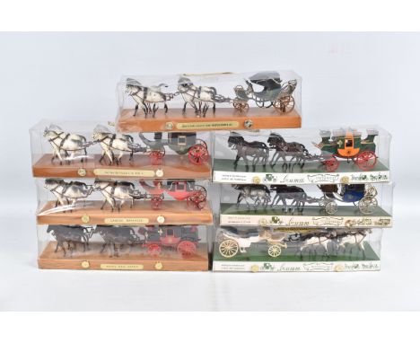 EIGHTEEN  BOXED BRUMM HISTORICAL SERIES 1:43 SCALE HORSE DRAWN COACHES, to include a 'Dog Cart' no. 011, a 'Cab' no. 07, a Po