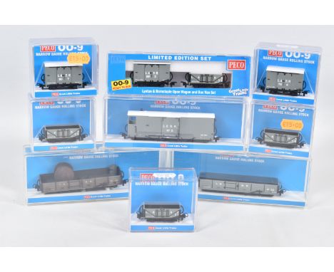 NINE CASED PECO 00-9 NARROW GAUGE ROLLING STOCK, to includer two of the Box Van, no. 4 in L&amp;B Livery, item no. GR-220C, t