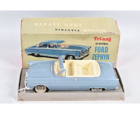 A BOXED TRI-ANG PLASTIC BATTERY OPERATED ELECTRIC FORD ZEPHYR CONVERTIBLE, not tested, 1/20 scale, appears complete and in ve