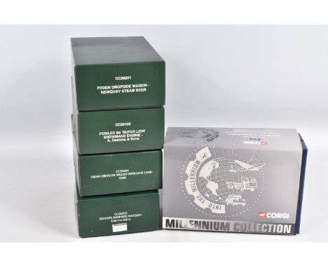 FIVE BOXED DIECAST CORGI STEAM ENGINE MODELS, to include a Sentinel drop side waggon - Express Dairy, numbered CC20002, a Fod