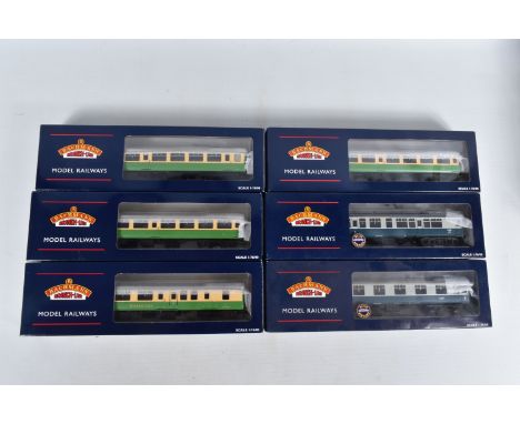 SIX BOXED OO GAUGE BACHMANN BRANCHLINE MODEL RAILWAY COACHES, to include a Four Set 'Kyle Line' MK LNER in Tourist Green/Crea