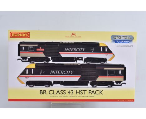 A BOXED OO GAUGE HORNBY MODEL RAILWAY TWO CAR PACK, a pair of Class 43 HST Power Cars, running no.s 43078 and 43079 in Interc