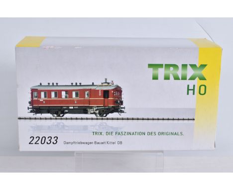 A BOXED HO GAUGE TRIX STEAM POWERED RAIL CAR, a Gernab Federal Railroad Kittel design steam powered rail car, originally buil