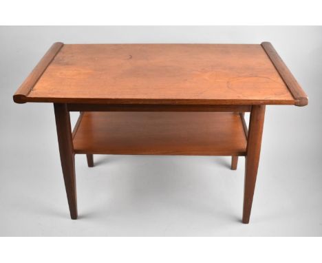 A 1970s Teak Side Table with Stretcher Shelf, 59cms Wide and 54cms High 