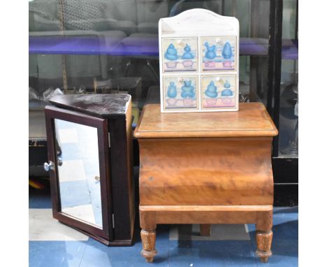 A Late 19th century Walnut Box Commode, Mid 20th Century Mirror Fronted Corner Cabinet and a Four Drawer Spice Chest 