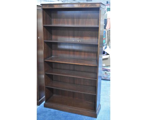 A Modern Reprodux Five Shelf Open Bookcase in Mahogany, 100cms Wide and 182cms High (Matches Lot 506) 