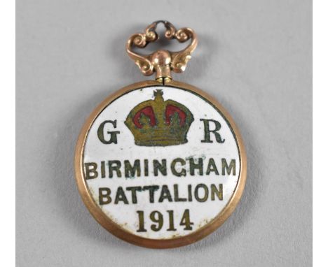 A 9ct Gold Photo Locket Inscribed GR Birmingham Battalion 1914, "Kitchener's Army" 