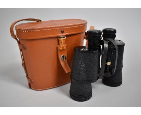 A Vintage Leather Cased Zenith 10x50 Field Binoculars 