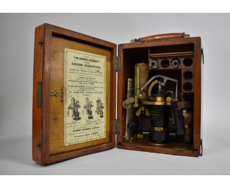 A Vintage Mahogany Cased McInnes-Dobbie Engine Indicator, Large Size, Pattern A with Enclosed Spring