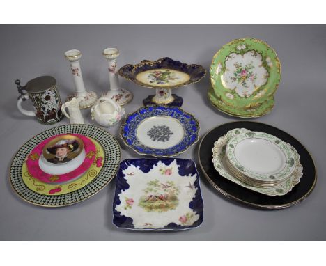 A Collection of Various Continental English and Continental Porcelain to include Set of Three Hand Painted Cabinet Pates havi