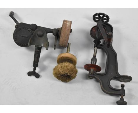 Two Workbench Mounting Vintage Tools, Pedestal Drill and Pyco Princess Grinder and Polisher 