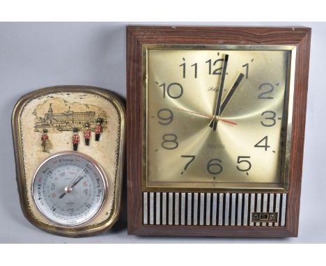 A Late 20th Century Musical Wall Clock with battery Movement together with a Buckingham Palace aneroid Barometer, Some Condit