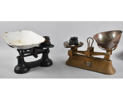 Two Vintage Kitchen Scales, Both with Unrelated Weights 