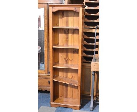 A Modern Narrow Pine Four Shelf Open Bookcase, 59cms Wide and 181cms High 