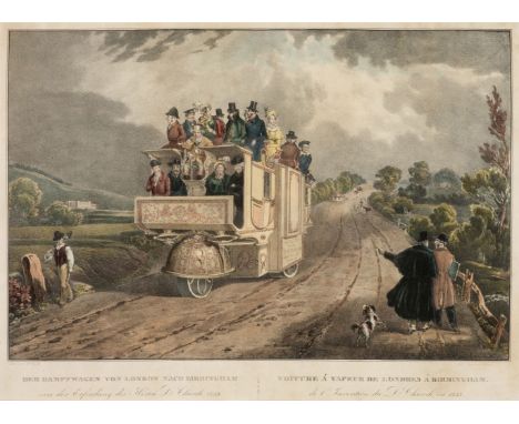 * Wolf (F.). Der Dampfwagen von London nach Birmingham von der Erfindung des Herrn Dr. Church, 1833, lithograph on wove by Ju