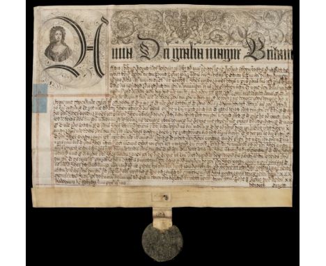 * Anne (1665-1714, Queen of Great Britain and Ireland). Two exemplifications of common recovery, 1710, concerning transaction