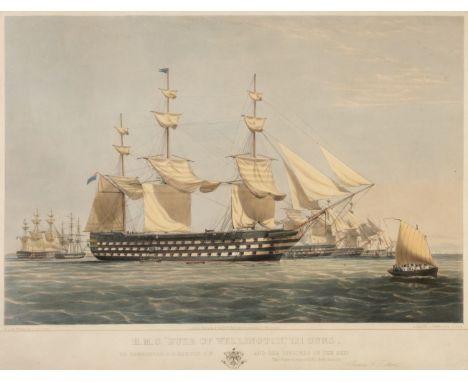 * Dutton (Thomas Goldsworth). H.M.S. "Duke of Wellington", 131 Guns, London: Ackermann, September 5th, 1853, tinted lithograp