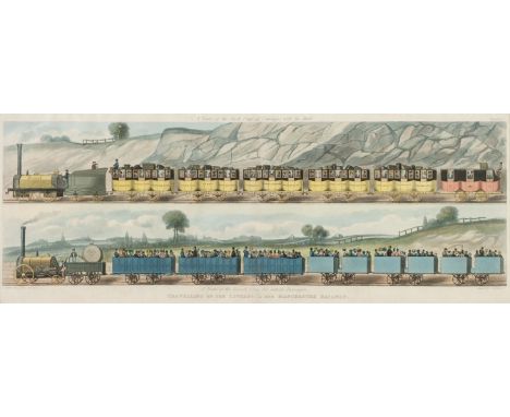 * Railways. Hughes (S. G.), Travelling on the Liverpool and Manchester Railway. Two plates, A Train of the First Class of car
