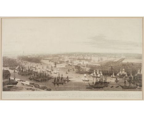 * Daniell (William). An Elevated View of the New Dock in Wapping. This view represents the first part of the works as they wi