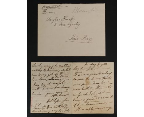 * Blessington (Marguerite Gardiner, Countess of, 1789-1849). Autograph letter signed, 'M. Blessington', no place or date, Fri