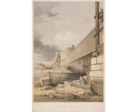 * Stephenson (Robert). Conway Tubular Bridge. With the preparations for raising the second tube, London: John Weale, [1849], 