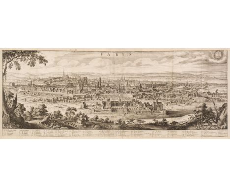 * Merian (Matthaus, 1593-1650). Panoramic View of Paris, circa 1650, copper engraving on laid paper, a very good impression, 