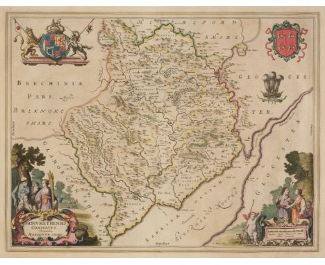 * Monmouthshire. Blaeu (Johannes), Monumethensis comitatus. Vernacule Monmouth Shire, Amsterdam, circa 1645, engraved map wit