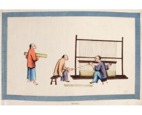 Chinese Export School. Album of pith paintings depicting trades and professions, Canton: Wing Tai Hing, second half of the 19