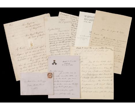 * India. Group of letters, 19th century, comprising: 1. Mansur Ali Khan (1830-1884), nawab of Bengal. Letter signed to the Du