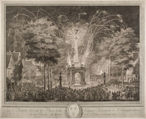 * Varin (Charles Nicolas, 1741-1812). Feu d'Artifice tiré sur la Place de la Couture a l'occasion de l'Inauguration de la Sta
