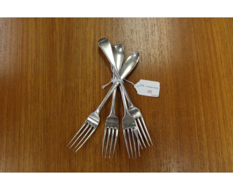Three Dutch silver forks and one English fork