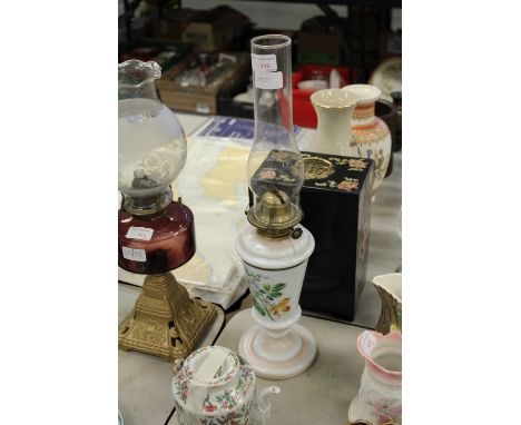 Painted glass paraffin lamp