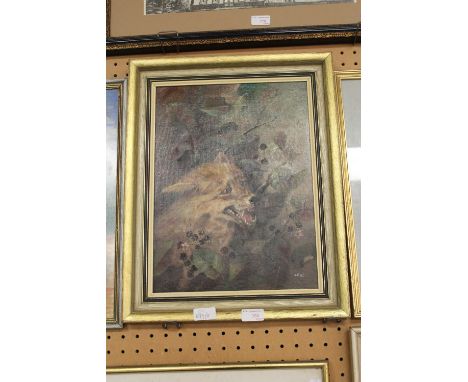 Oil on canvas K. Jones, fox in brambles