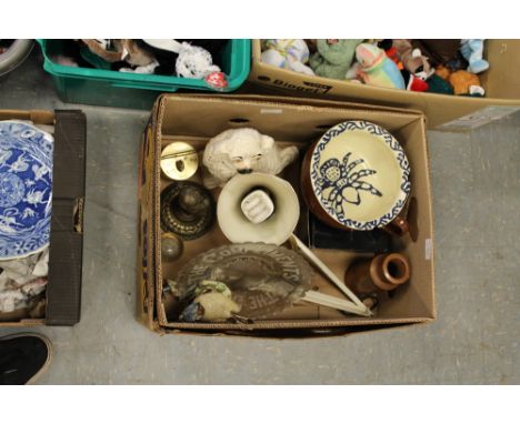 Box including angle poised lamp, pestle and mortar, etc.
