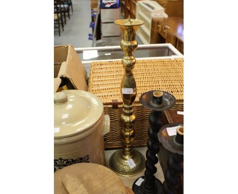 Large brass pricket candlestick