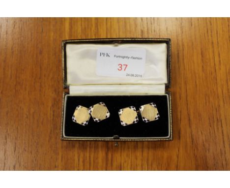 Pair of 9ct gold and enamel cuff links, 7 grams