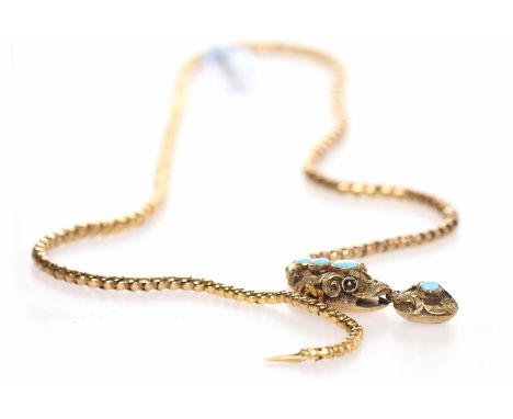 VICTORIAN SERPENT MOTIF NECKLETthe tapered cylindrical chain with the appearance of snake skin with an ornate serpent's head 