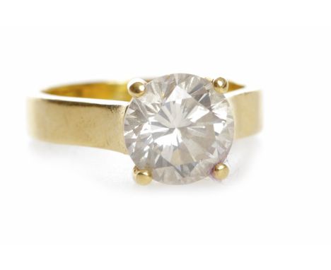 DIAMOND SOLITAIRE RING set with a round brilliant cut stone of approximately 1.90 carats, hallmarks worn, size I, 4.9g