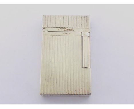 ST Dupont, a stainless steel lighter, of ribbed design, no condition issues 