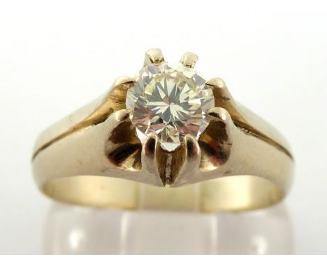 A diamond single stone ring, the brilliant cut approx. 0.59 carat, the shank stamped '18k', finger size S/T, 5.2gms CONDITION