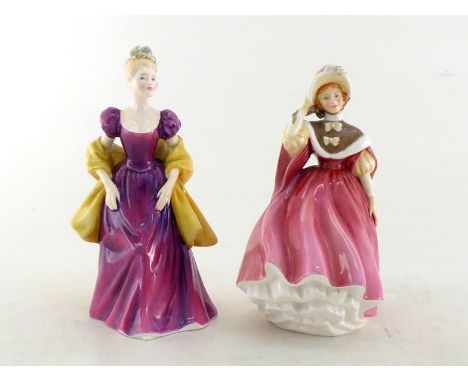 Two ceramic Royal Doulton ladies, “Sunday Morning” and “Loretta”, both with green backstamps. 