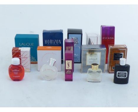 243430F Ten bottles of perfume/eau de toilette in original boxes, including Hermes, Dior, Yves Saint Laurent, Lalique etc. 