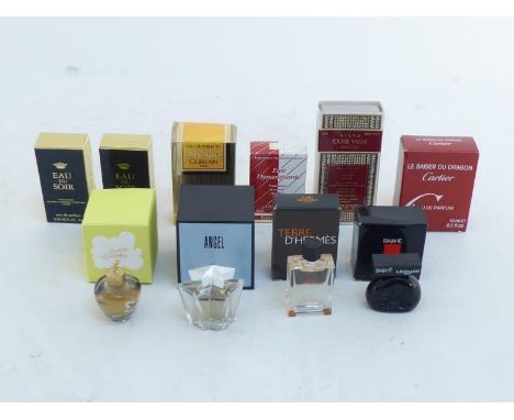 243430G. Ten bottles of perfume/eau de toilette in original boxes, including Nina Ricci, Hermes, Cartier, Thierry Mugler etc.