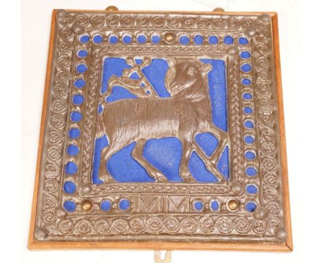 A wall mounted Lamb of God cast metal panel, 31 x 29cm
